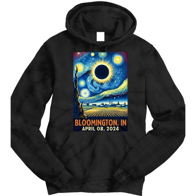 Bloomington Indiana Total Solar Eclipse 2024 Starry Night Tie Dye Hoodie