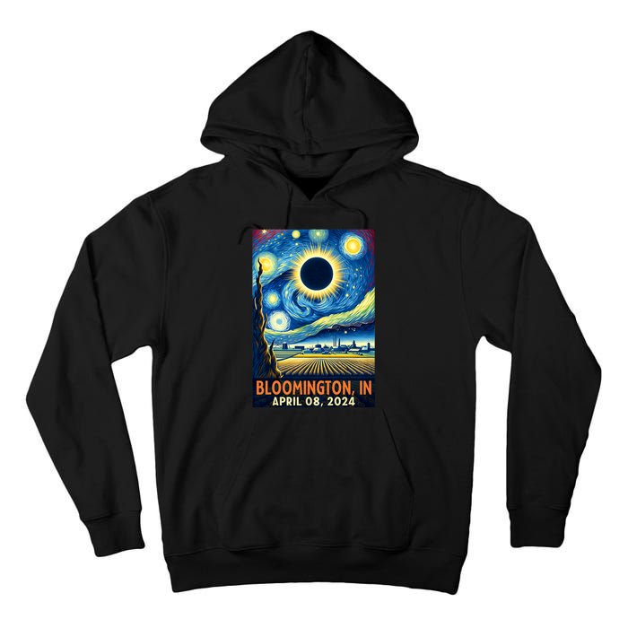 Bloomington Indiana Total Solar Eclipse 2024 Starry Night Tall Hoodie