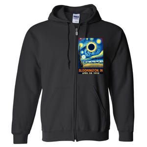 Bloomington Indiana Total Solar Eclipse 2024 Starry Night Full Zip Hoodie