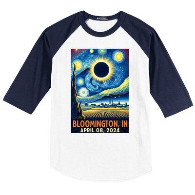 Bloomington Indiana Total Solar Eclipse 2024 Starry Night Baseball Sleeve Shirt