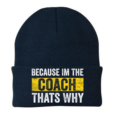 Because I'm The Coach That's Why Funny Vintage Coaching Gift Knit Cap Winter Beanie