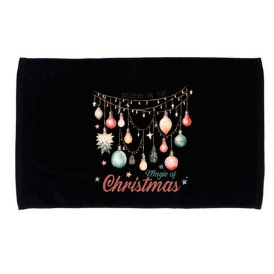 Believe In The Magic Of Christmas Vintage Lights Ornats Gift Microfiber Hand Towel