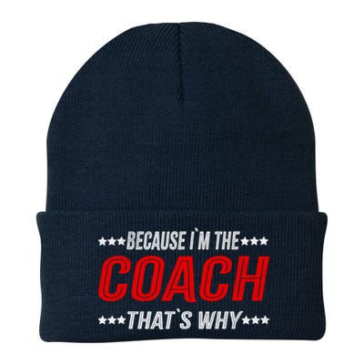 Because I'm The Coach That's Why Funny Vintage Coaching Gift Knit Cap Winter Beanie