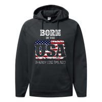 Born In The Usa A Really Long Time Ago Birthday Usa Flag Performance Fleece Hoodie