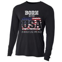 Born In The Usa A Really Long Time Ago Birthday Usa Flag Cooling Performance Long Sleeve Crew