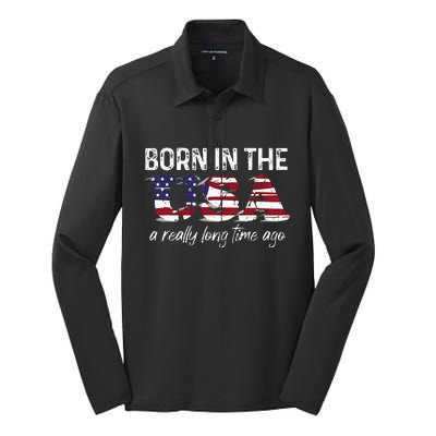 Born In The Usa A Really Long Time Ago Real Patriotic Silk Touch Performance Long Sleeve Polo