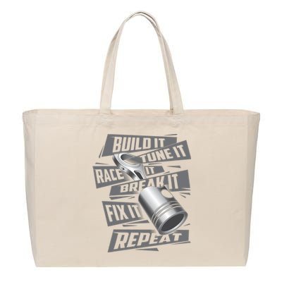 Build It Tune It Race It Break It Cool Gift Race Car Enthusiast Gift Cotton Canvas Jumbo Tote