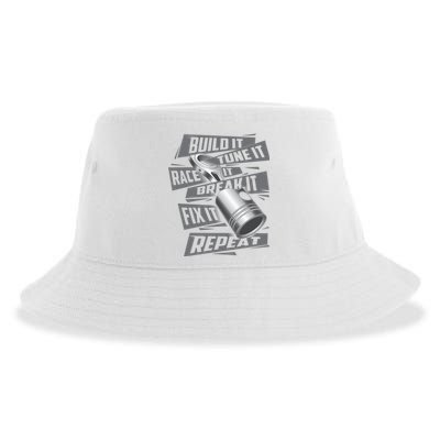 Build It Tune It Race It Break It Cool Gift Race Car Enthusiast Gift Sustainable Bucket Hat