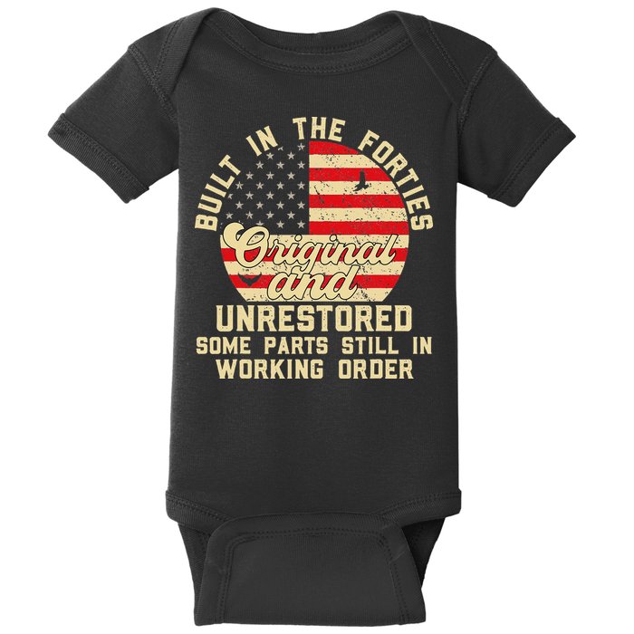 Built In The Forties Original & Unrestored 70th Birthday Baby Bodysuit