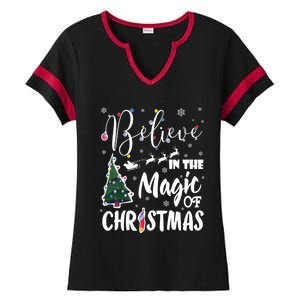 Believe In The Magic Of Christmas Gift Ladies Halftime Notch Neck Tee