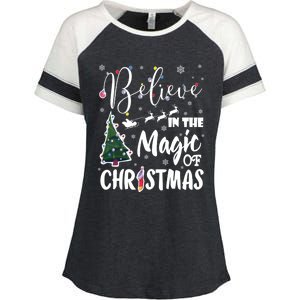 Believe In The Magic Of Christmas Gift Enza Ladies Jersey Colorblock Tee