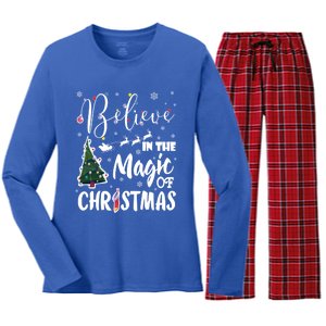 Believe In The Magic Of Christmas Gift Women's Long Sleeve Flannel Pajama Set 