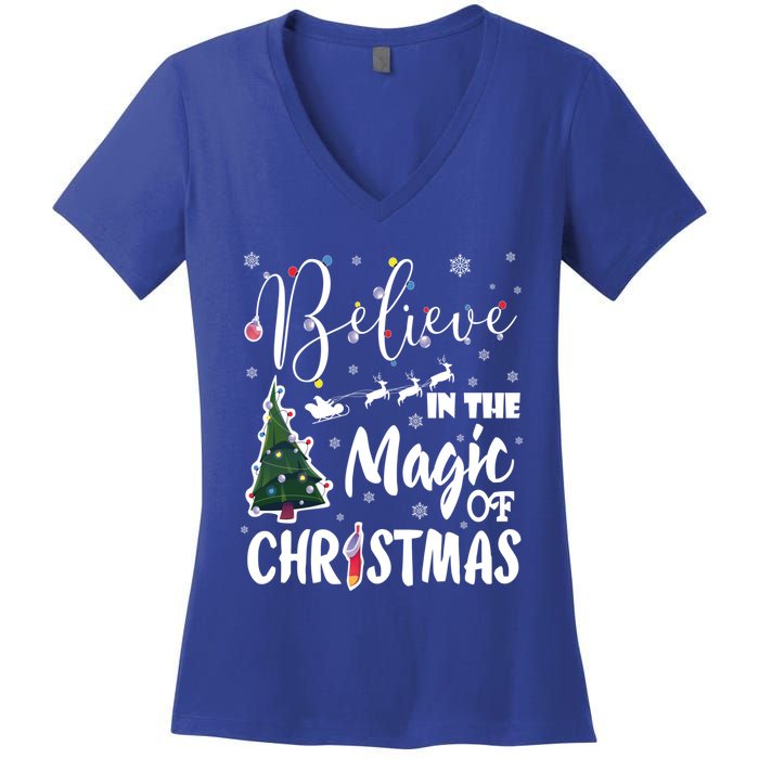 Believe In The Magic Of Christmas Gift Women's V-Neck T-Shirt