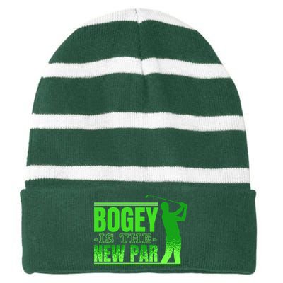 Bogey Is The New Par Funny Golfer Golf Golfing Striped Beanie with Solid Band