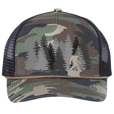 Bigfoot In The Forest Sasquatch Cute Gift Retro Rope Trucker Hat Cap