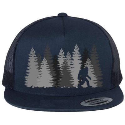 Bigfoot In The Forest Sasquatch Cute Gift Flat Bill Trucker Hat