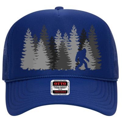 Bigfoot In The Forest Sasquatch Cute Gift High Crown Mesh Back Trucker Hat