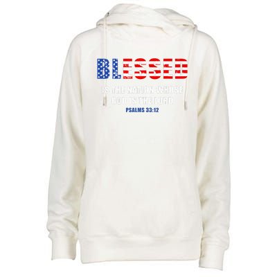 Blessed Is The Nation Whose God Is The Lord – Usa Psalm 33 Womens Funnel Neck Pullover Hood