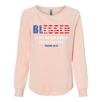 Blessed Is The Nation Whose God Is The Lord – Usa Psalm 33 Womens California Wash Sweatshirt