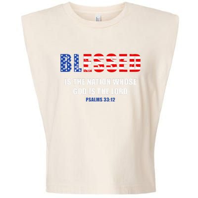 Blessed Is The Nation Whose God Is The Lord – Usa Psalm 33 Garment-Dyed Women's Muscle Tee