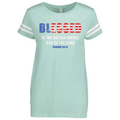 Blessed Is The Nation Whose God Is The Lord – Usa Psalm 33 Enza Ladies Jersey Football T-Shirt