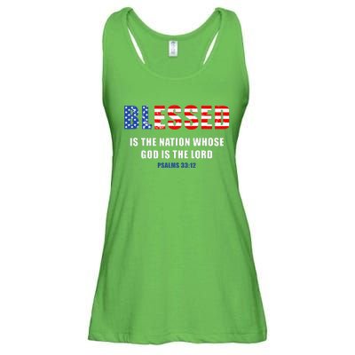 Blessed Is The Nation Whose God Is The Lord – Usa Psalm 33 Ladies Essential Flowy Tank