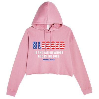 Blessed Is The Nation Whose God Is The Lord – Usa Psalm 33 Crop Fleece Hoodie