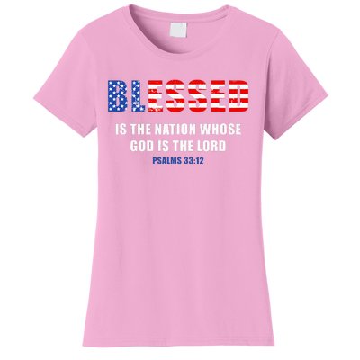 Blessed Is The Nation Whose God Is The Lord – Usa Psalm 33 Women's T-Shirt