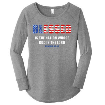 Blessed Is The Nation Whose God Is The Lord – Usa Psalm 33 Women's Perfect Tri Tunic Long Sleeve Shirt