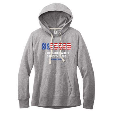 Blessed Is The Nation Whose God Is The Lord – Usa Psalm 33 Women's Fleece Hoodie