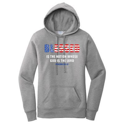 Blessed Is The Nation Whose God Is The Lord – Usa Psalm 33 Women's Pullover Hoodie