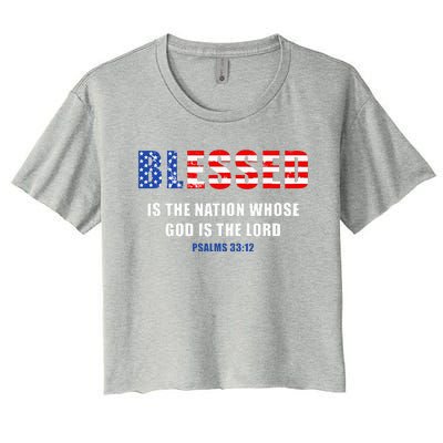 Blessed Is The Nation Whose God Is The Lord – Usa Psalm 33 Women's Crop Top Tee