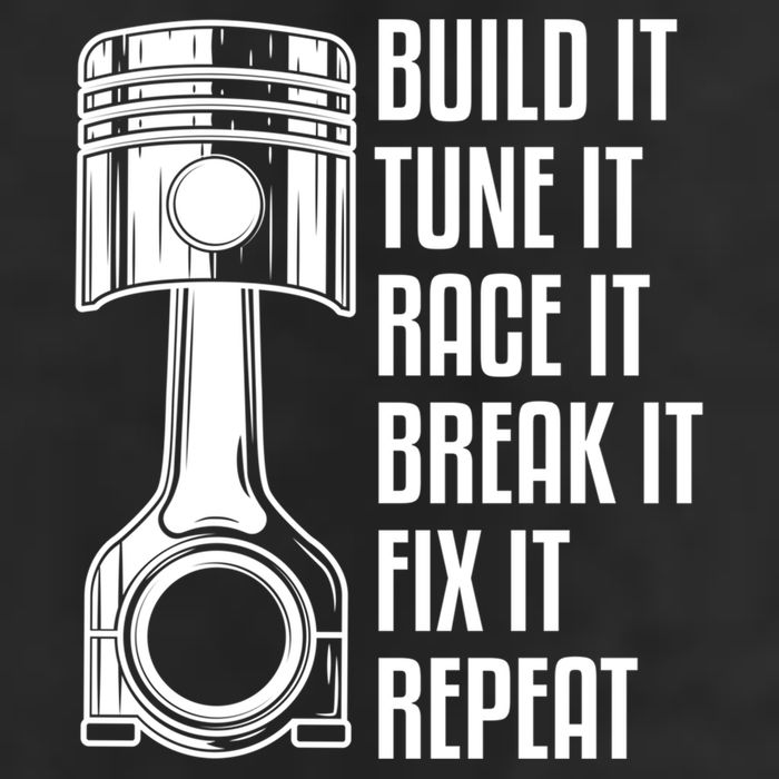 Build It Tune It Race It Break It Fix It Repeat Mechanic Gift 7 Panel Mesh Trucker Snapback Hat