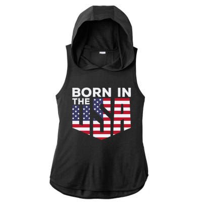 Born In The Usa Ladies PosiCharge Tri-Blend Wicking Draft Hoodie Tank