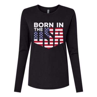 Born In The Usa Womens Cotton Relaxed Long Sleeve T-Shirt