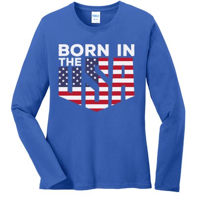 Born In The Usa Ladies Long Sleeve Shirt