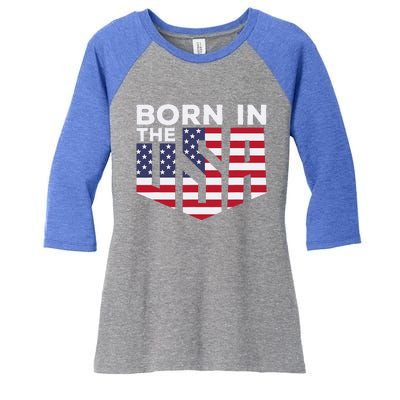 Born In The Usa Women's Tri-Blend 3/4-Sleeve Raglan Shirt