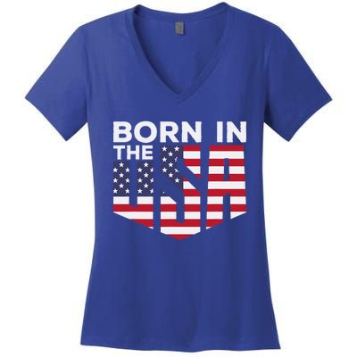 Born In The Usa Women's V-Neck T-Shirt