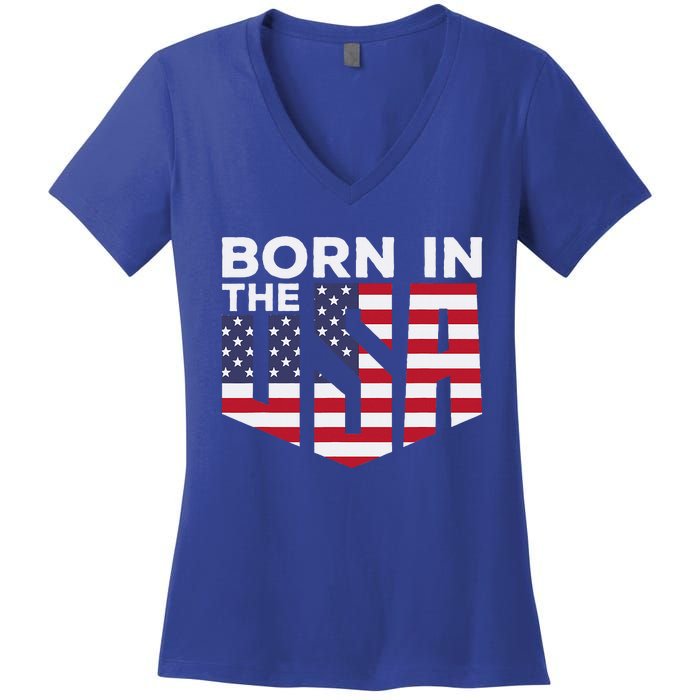 Born In The Usa Women's V-Neck T-Shirt