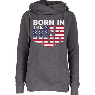 Born In The Usa Womens Funnel Neck Pullover Hood