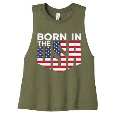 Born In The Usa Women's Racerback Cropped Tank