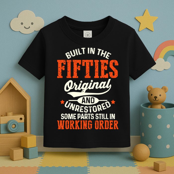 Built In The Fifties Original And Unrestored Funny Birthday Toddler T-Shirt