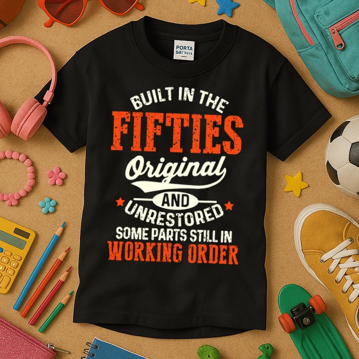 Built In The Fifties Original And Unrestored Funny Birthday Kids T-Shirt