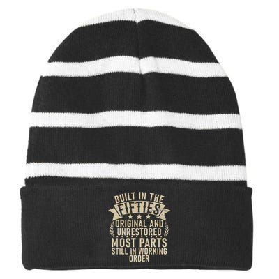 Built In The Fifties Original And Unrestored Retired Old Man Striped Beanie with Solid Band