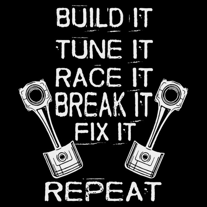 Build It Tune It Race It Break It Fix It Repeat Racing Car Flat Bill Trucker Hat