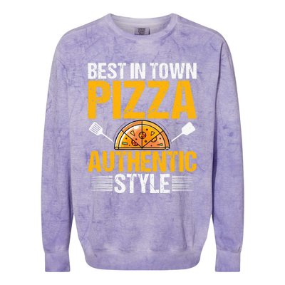 Best In Town Pizza Authentic Style Funny Baker Pizza Chef Colorblast Crewneck Sweatshirt