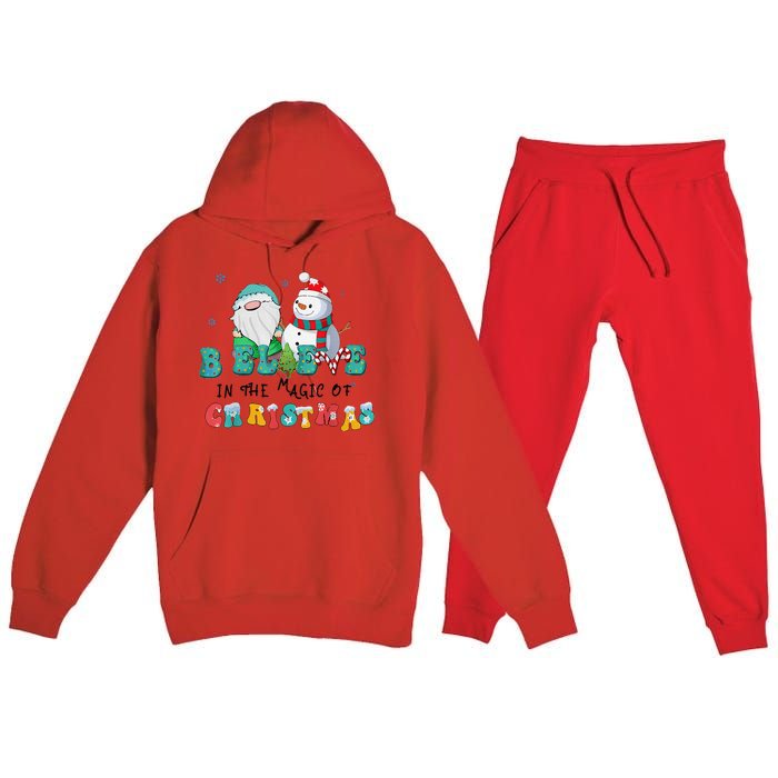 Believe In The Magic Of Christmas Merry Christmas Day Premium Hooded Sweatsuit Set