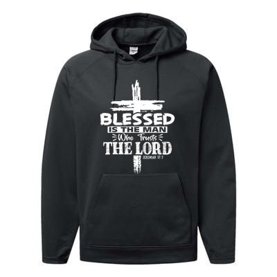 Blessed Is The Man Who Trusts The Lord Funny Christian Bible Performance Fleece Hoodie