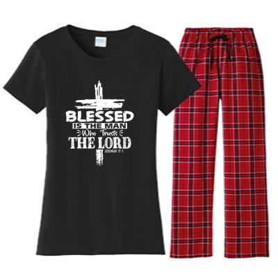 Blessed Is The Man Who Trusts The Lord Funny Christian Bible Women's Flannel Pajama Set