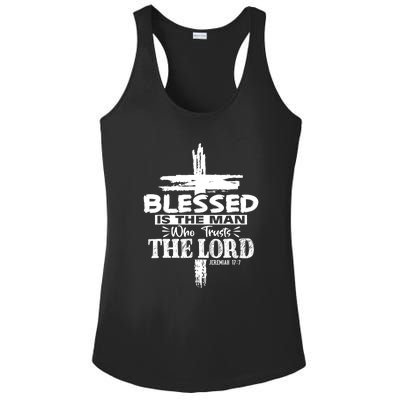 Blessed Is The Man Who Trusts The Lord Funny Christian Bible Ladies PosiCharge Competitor Racerback Tank